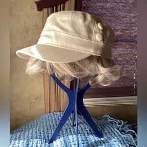 Stylish Cream Cap | With Faux Hair